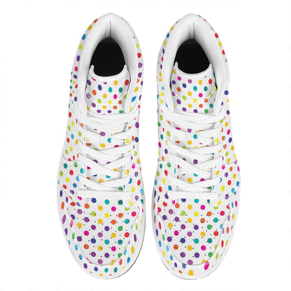 Colorful Polka Dot Pattern Print High Top Leather Sneakers