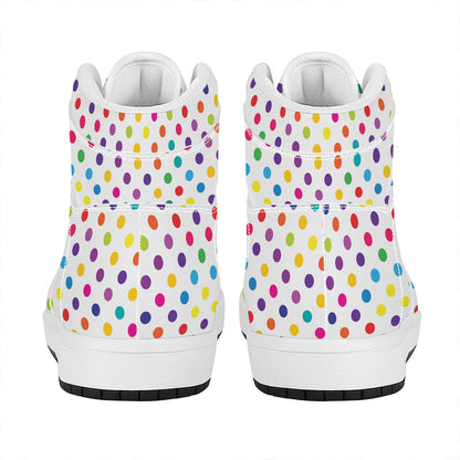 Colorful Polka Dot Pattern Print High Top Leather Sneakers