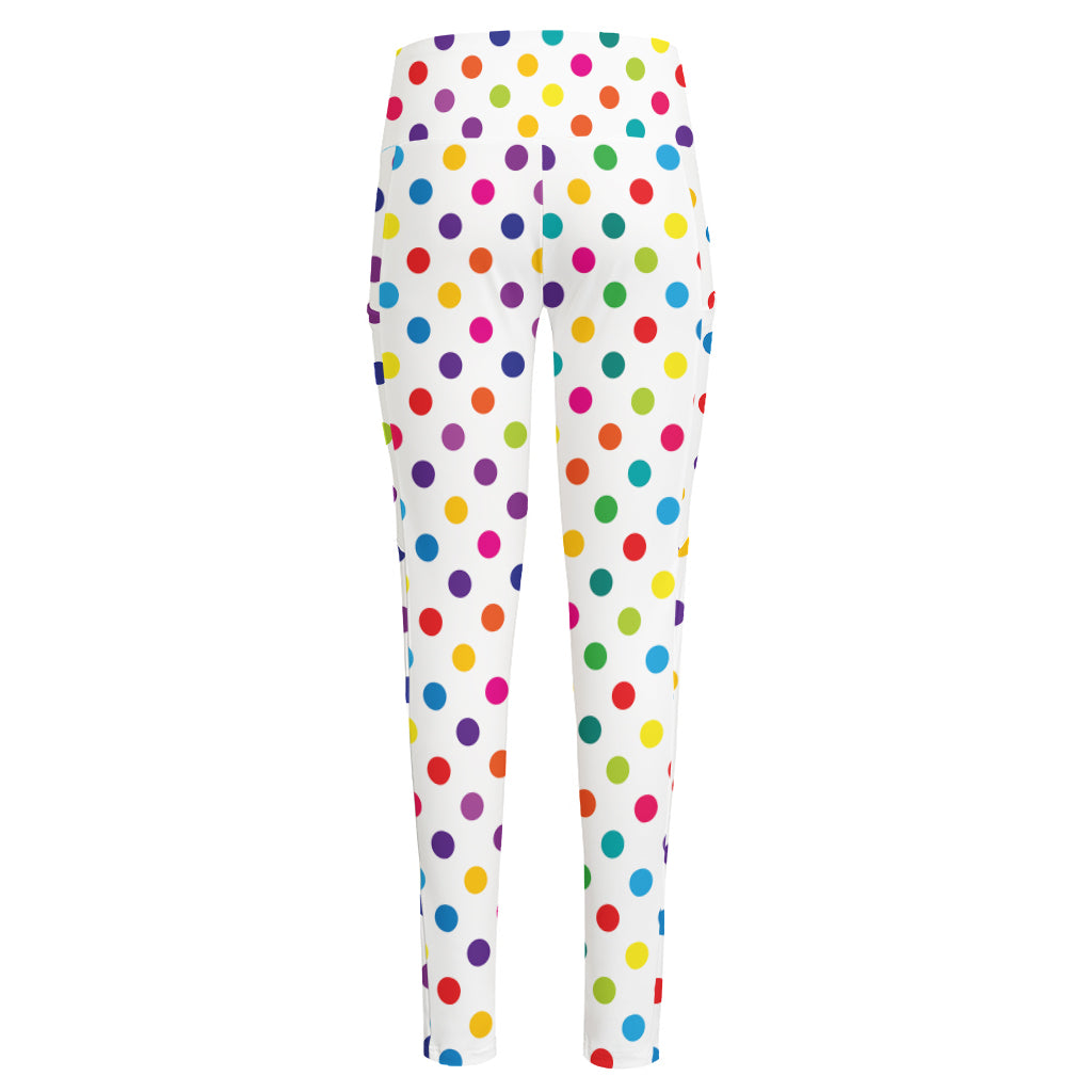 Colorful Polka Dot Pattern Print High-Waisted Pocket Leggings