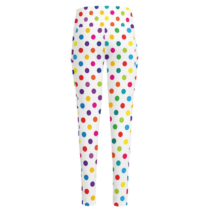 Colorful Polka Dot Pattern Print High-Waisted Pocket Leggings