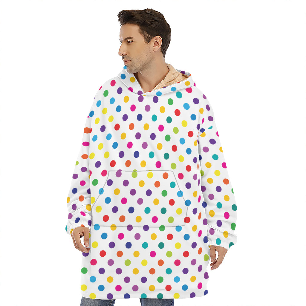 Colorful Polka Dot Pattern Print Hoodie Blanket