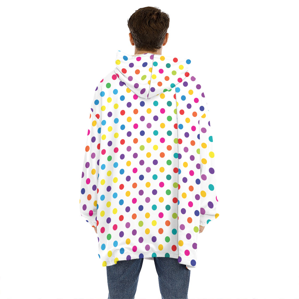 Colorful Polka Dot Pattern Print Hoodie Blanket