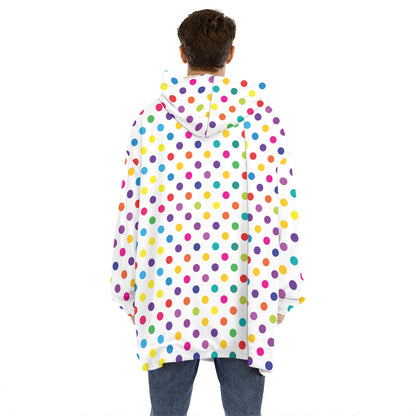 Colorful Polka Dot Pattern Print Hoodie Blanket