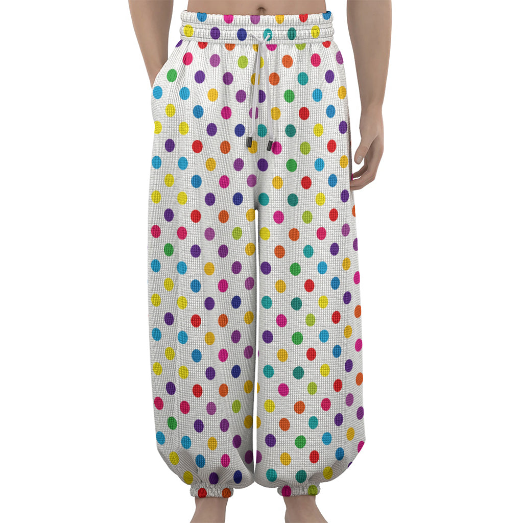 Colorful Polka Dot Pattern Print Lantern Pants
