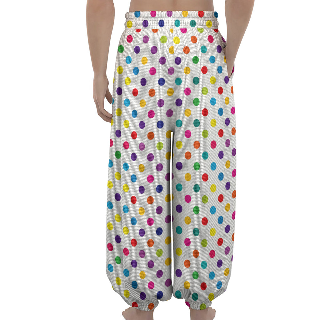 Colorful Polka Dot Pattern Print Lantern Pants