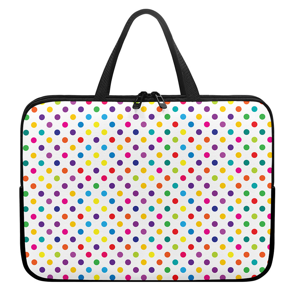 Colorful Polka Dot Pattern Print Laptop Sleeve With Handle