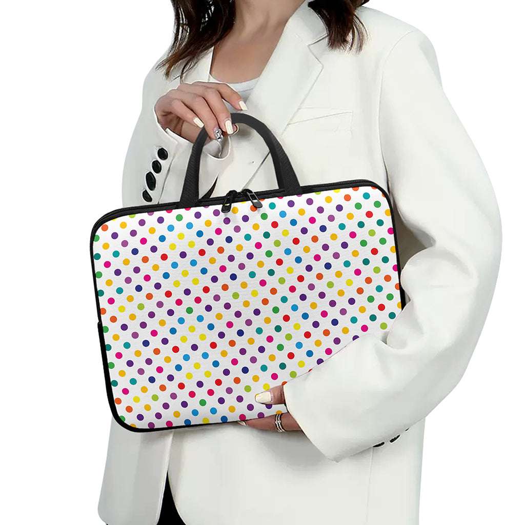 Colorful Polka Dot Pattern Print Laptop Sleeve With Handle