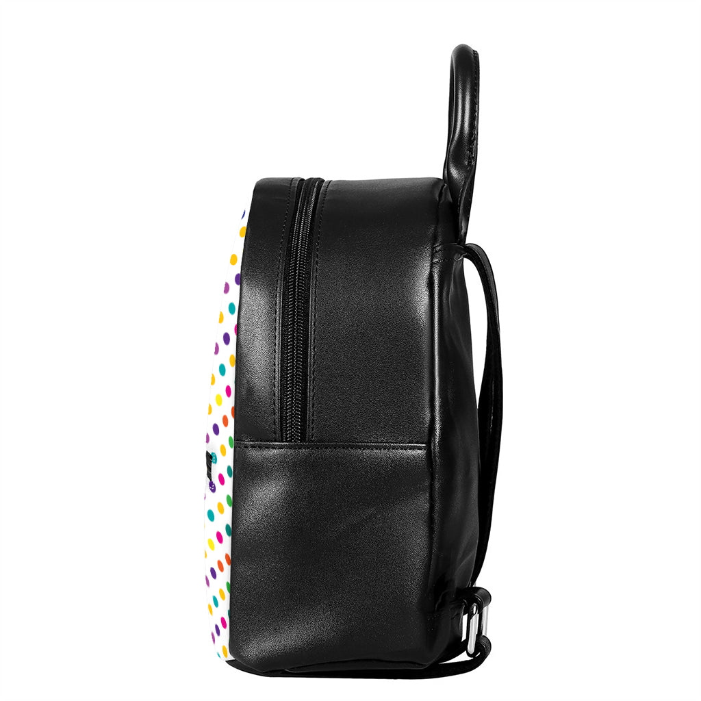 Colorful Polka Dot Pattern Print Leather Backpack
