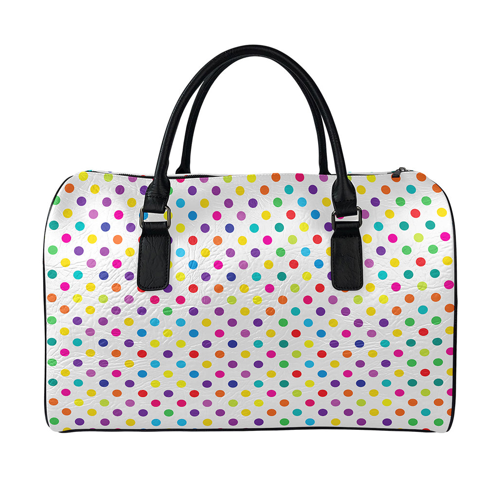 Colorful Polka Dot Pattern Print Leather Duffle Bag