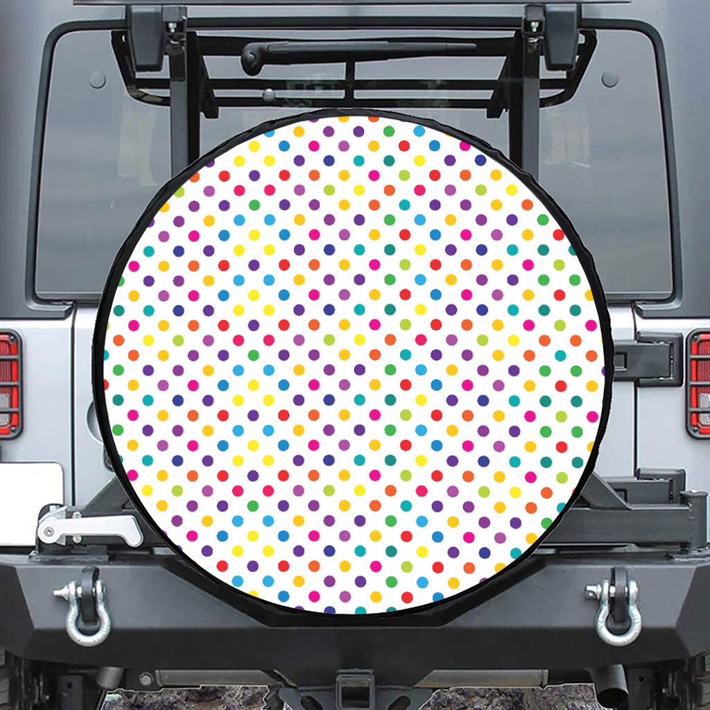 Colorful Polka Dot Pattern Print Leather Spare Tire Cover