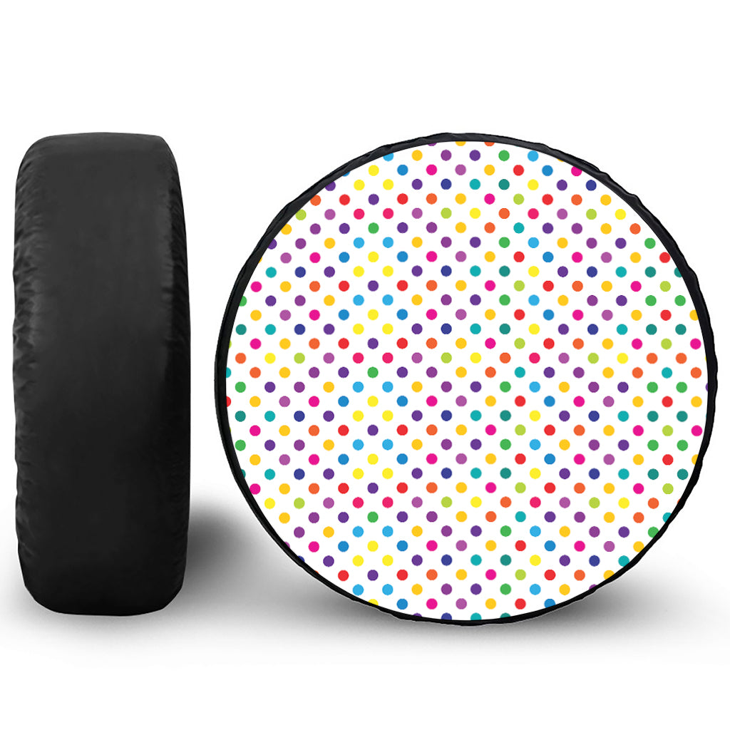 Colorful Polka Dot Pattern Print Leather Spare Tire Cover