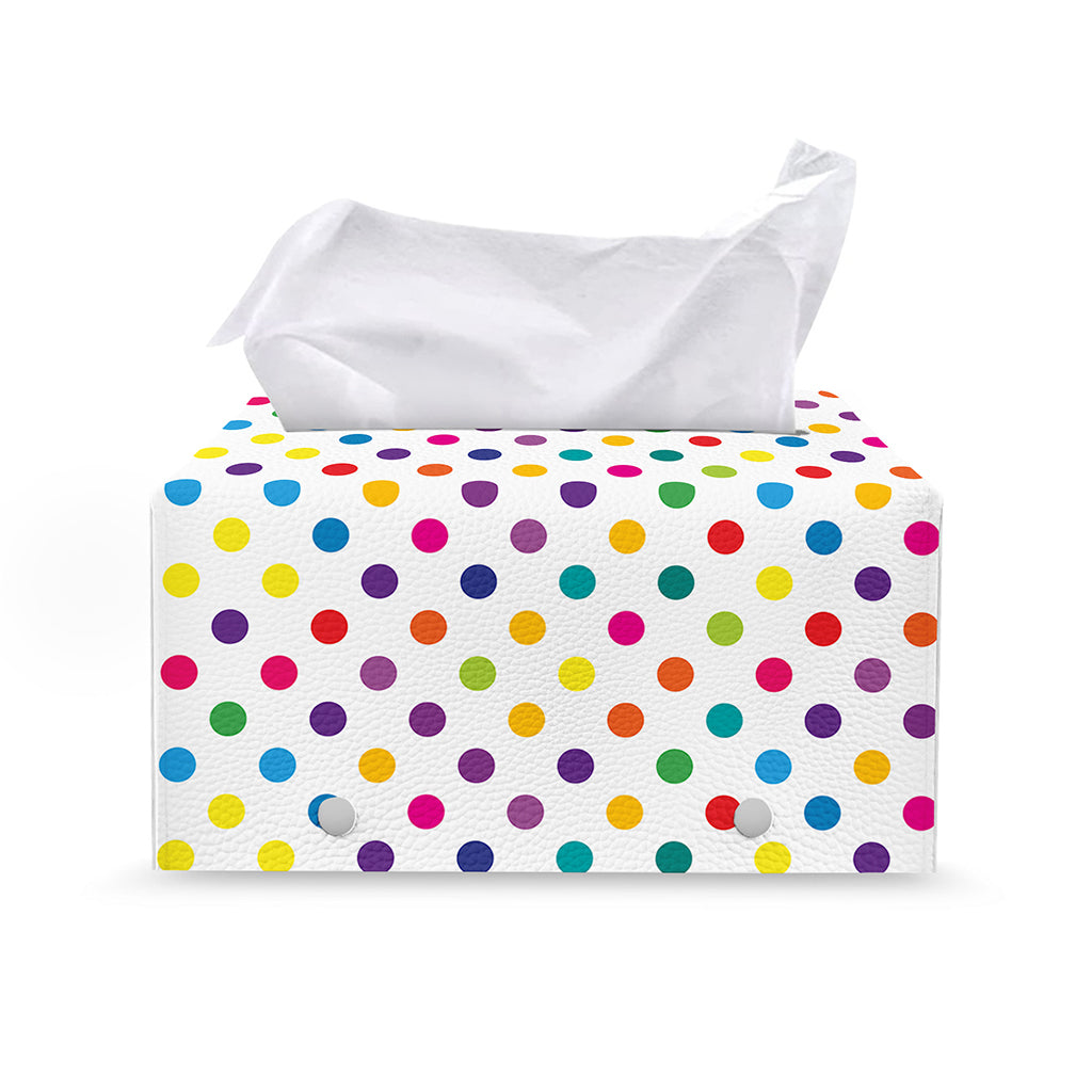 Colorful Polka Dot Pattern Print Leather Tissue Box Cover