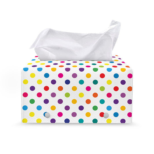 Colorful Polka Dot Pattern Print Leather Tissue Box Cover