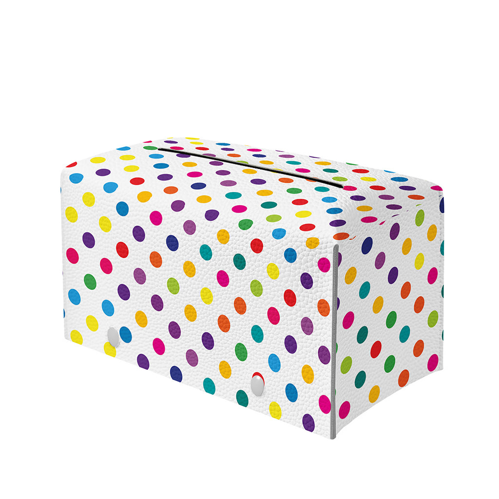 Colorful Polka Dot Pattern Print Leather Tissue Box Cover