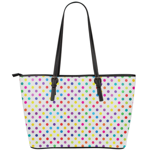 Colorful Polka Dot Pattern Print Leather Tote Bag
