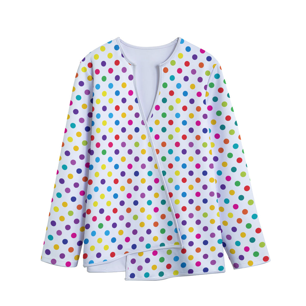 Colorful Polka Dot Pattern Print Long Sleeve Short Coat