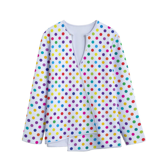 Colorful Polka Dot Pattern Print Long Sleeve Short Coat