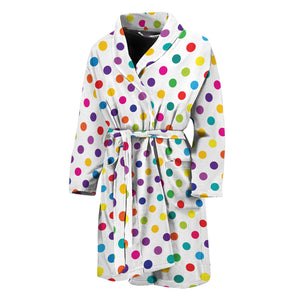 Colorful Polka Dot Pattern Print Men's Bathrobe