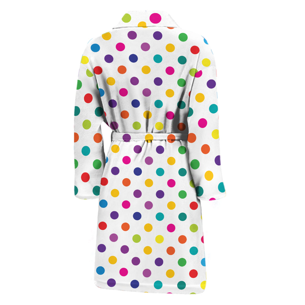 Colorful Polka Dot Pattern Print Men's Bathrobe