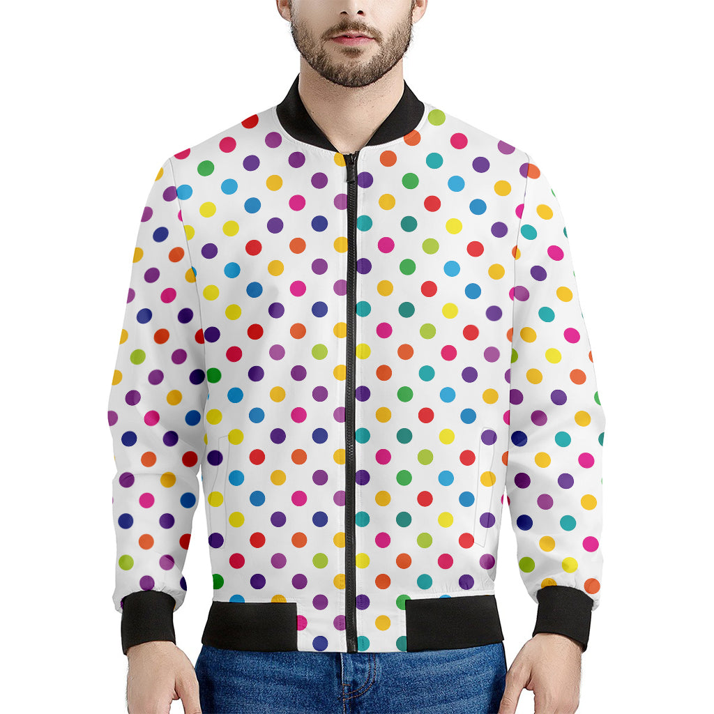 Colorful Polka Dot Pattern Print Men's Bomber Jacket