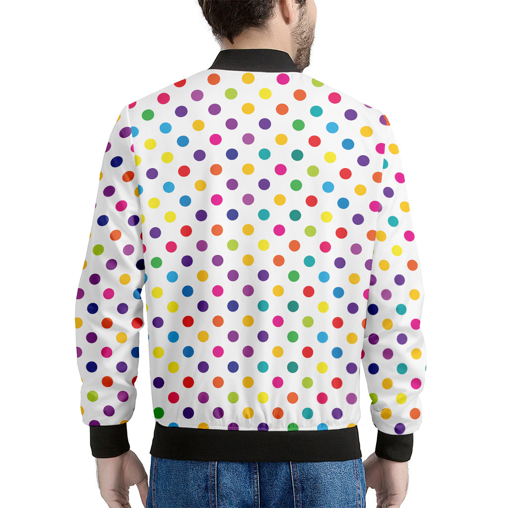 Colorful Polka Dot Pattern Print Men's Bomber Jacket