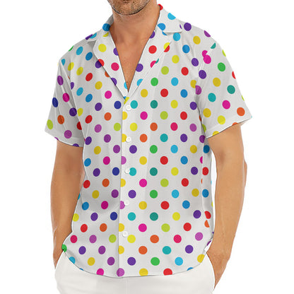 Colorful Polka Dot Pattern Print Men's Deep V-Neck Shirt