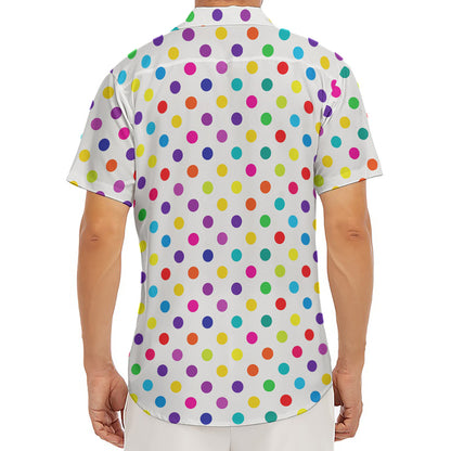 Colorful Polka Dot Pattern Print Men's Deep V-Neck Shirt