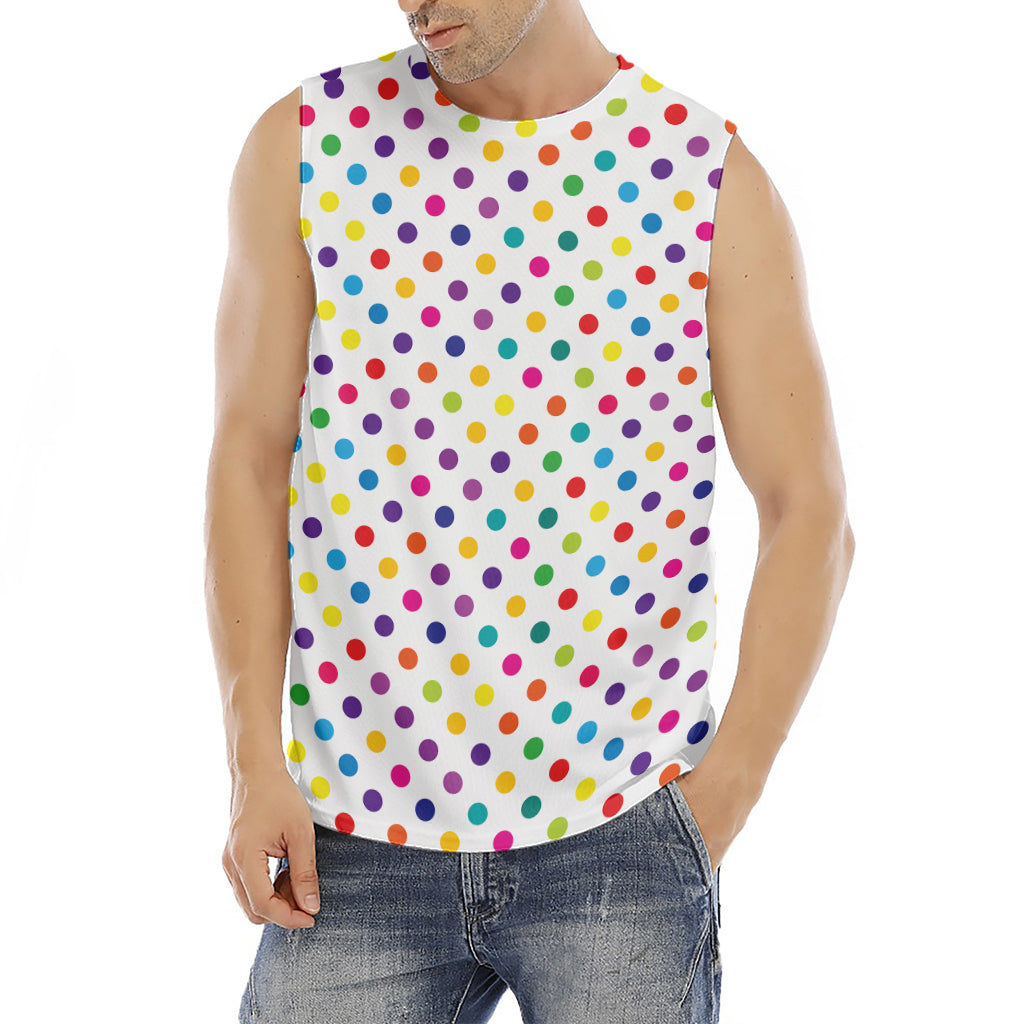 Colorful Polka Dot Pattern Print Men's Fitness Tank Top