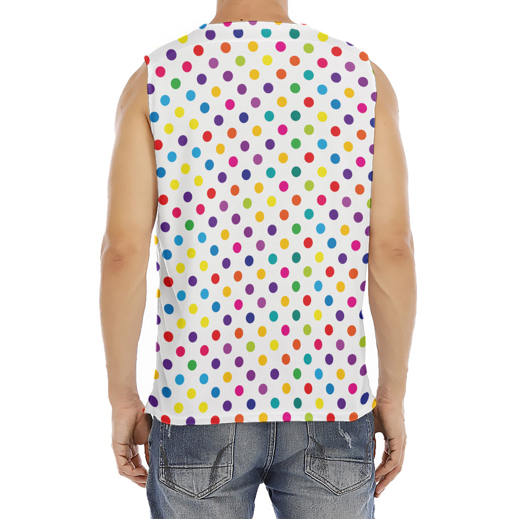 Colorful Polka Dot Pattern Print Men's Fitness Tank Top