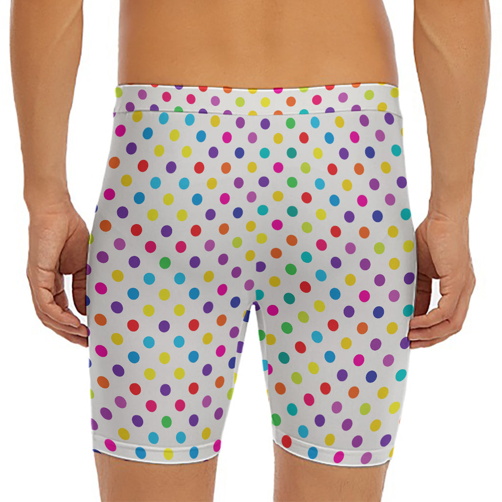 Colorful Polka Dot Pattern Print Men's Long Boxer Briefs