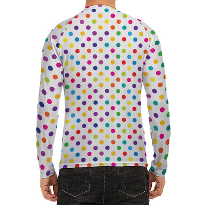 Colorful Polka Dot Pattern Print Men's Long Sleeve Rash Guard