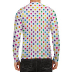 Colorful Polka Dot Pattern Print Men's Long Sleeve Rash Guard