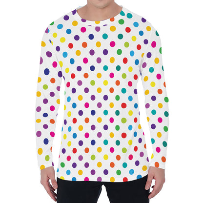 Colorful Polka Dot Pattern Print Men's Long Sleeve T-Shirt