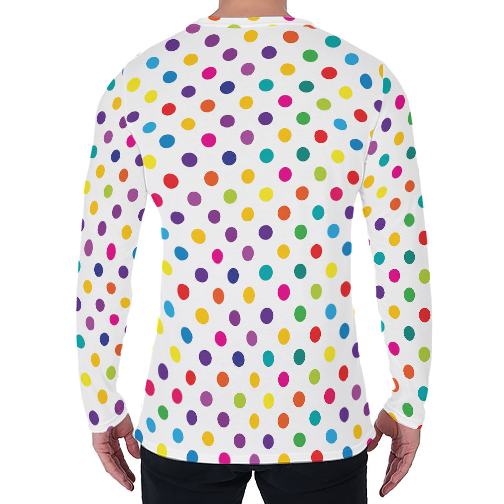 Colorful Polka Dot Pattern Print Men's Long Sleeve T-Shirt
