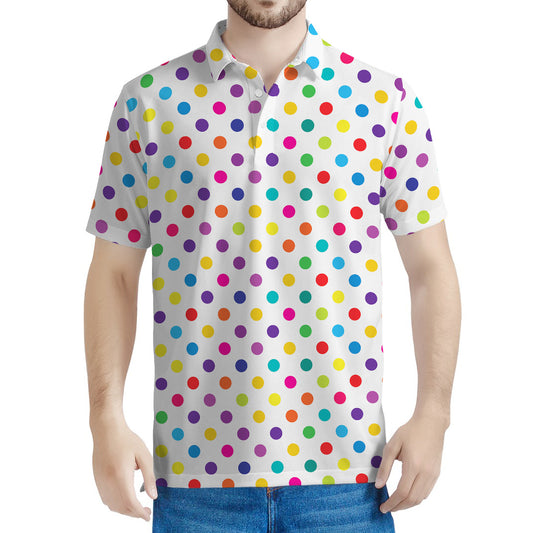 Colorful Polka Dot Pattern Print Men's Polo Shirt