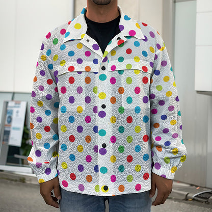 Colorful Polka Dot Pattern Print Men's Shirt Jacket