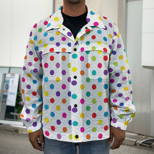 Colorful Polka Dot Pattern Print Men's Shirt Jacket