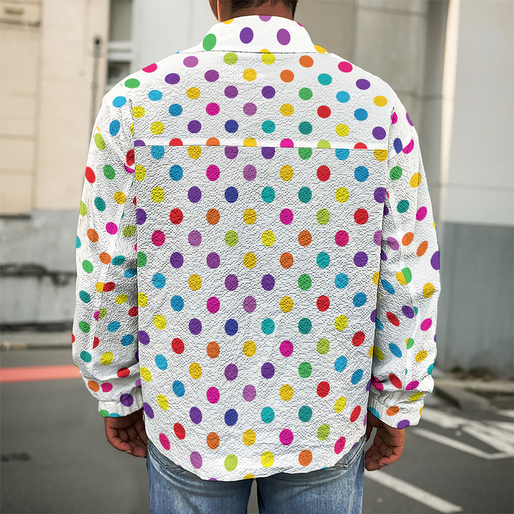 Colorful Polka Dot Pattern Print Men's Shirt Jacket