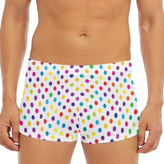 Colorful Polka Dot Pattern Print Men's Short Boxer Briefs