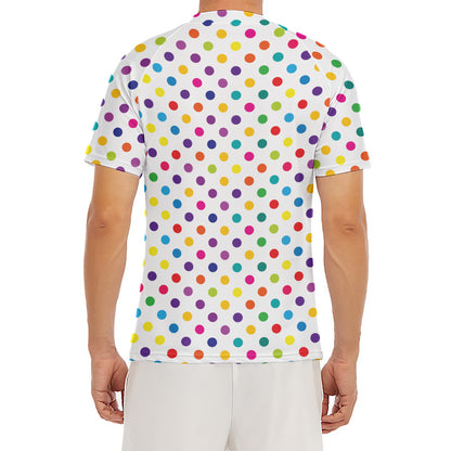 Colorful Polka Dot Pattern Print Men's Short Sleeve Rash Guard