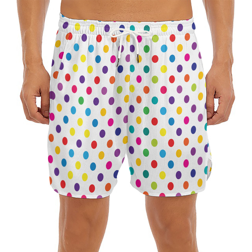 Colorful Polka Dot Pattern Print Men's Split Running Shorts