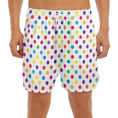Colorful Polka Dot Pattern Print Men's Split Running Shorts