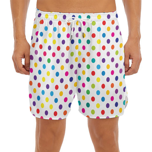 Colorful Polka Dot Pattern Print Men's Split Running Shorts