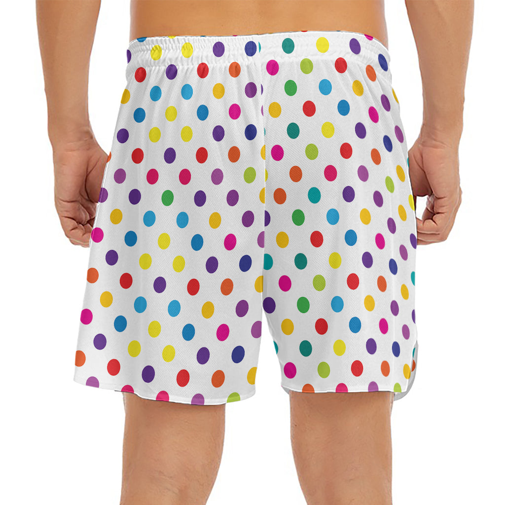 Colorful Polka Dot Pattern Print Men's Split Running Shorts