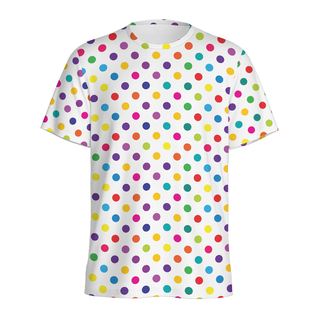 Colorful Polka Dot Pattern Print Men's Sports T-Shirt