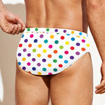 Colorful Polka Dot Pattern Print Men's Swim Briefs