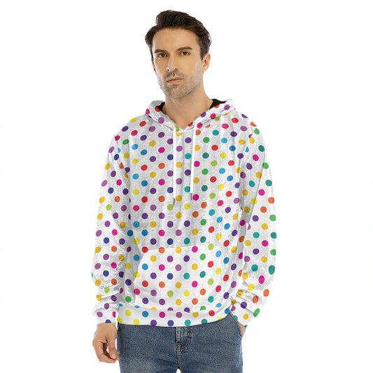 Colorful Polka Dot Pattern Print Men's Velvet Pullover Hoodie