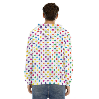Colorful Polka Dot Pattern Print Men's Velvet Pullover Hoodie