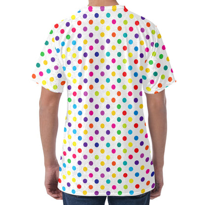 Colorful Polka Dot Pattern Print Men's Velvet T-Shirt