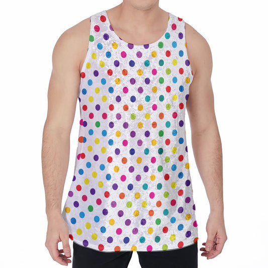 Colorful Polka Dot Pattern Print Men's Velvet Tank Top